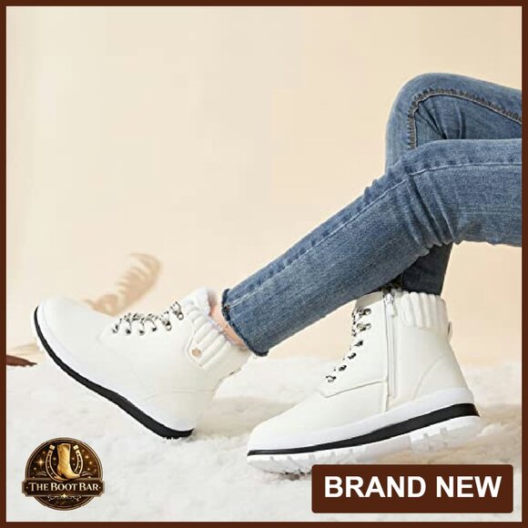 Women's Waterproof Ankle Boots with Fur Lining and Side Zipper - Picture 4 of 8